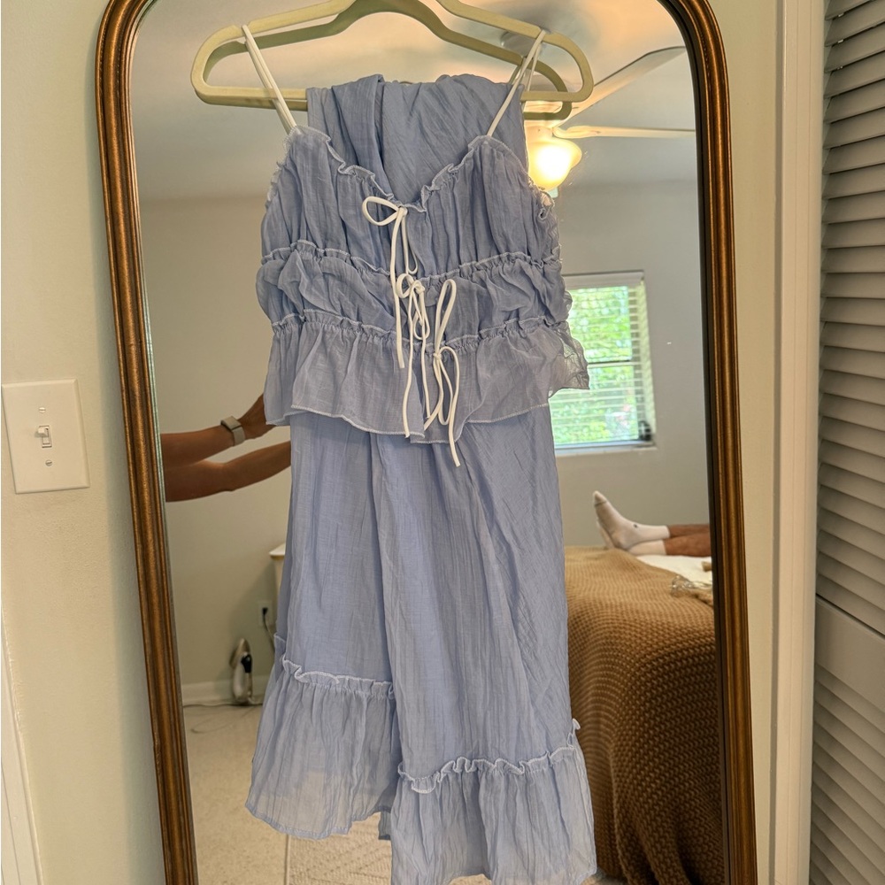 NEVER WORN - Light Blue Ruffled top and maxi skirt